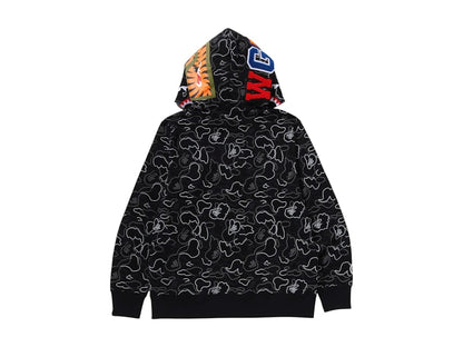 BAPE Neon Camo Shark Full Zip Hoodie Black