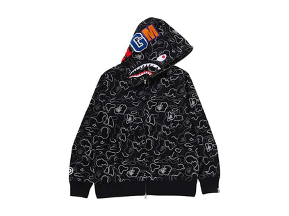 BAPE Neon Camo Shark Full Zip Hoodie Black