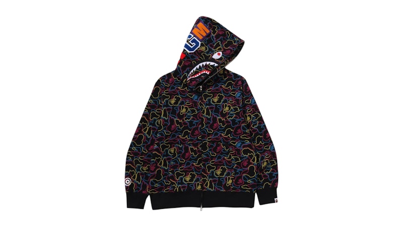 BAPE Neon Camo Shark Full Zip Hoodie Multi