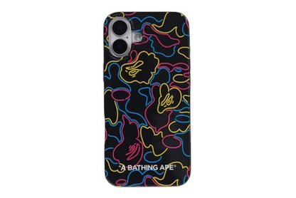 BAPE Neon Camo iPhone 16 Plus Case Black