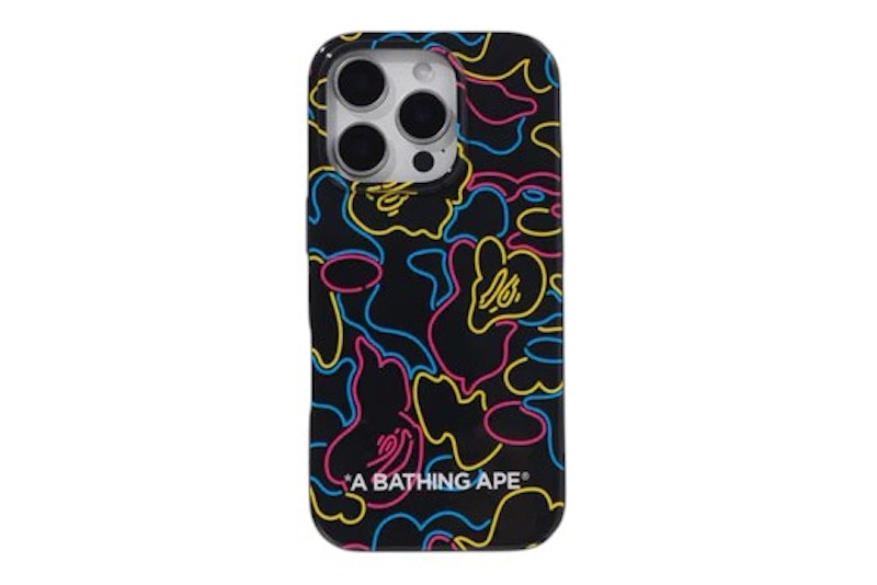 BAPE Neon Camo iPhone 16 Pro Case Black
