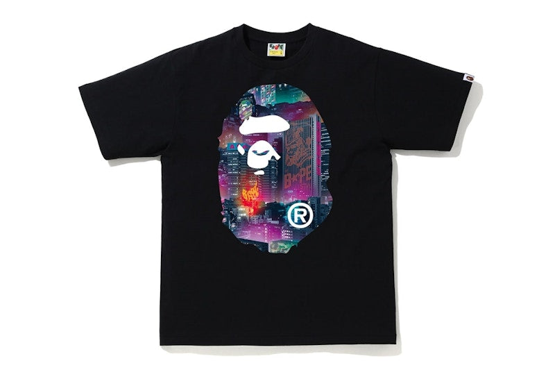 BAPE Neon Tokyo Big Ape Head Tee Black