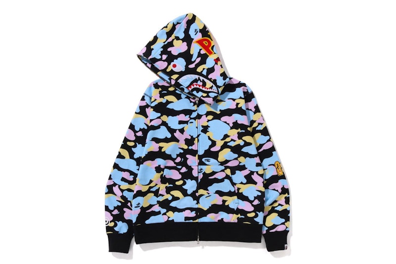 BAPE New Multi Camo 2nd Shark Full Zip Hoodie Black