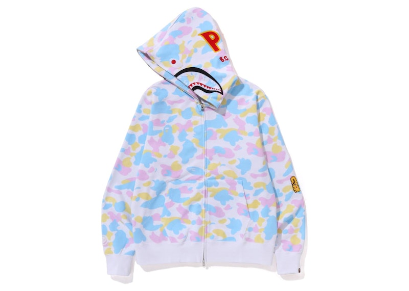 BAPE New Multi Camo 2nd Shark Full Zip Hoodie White