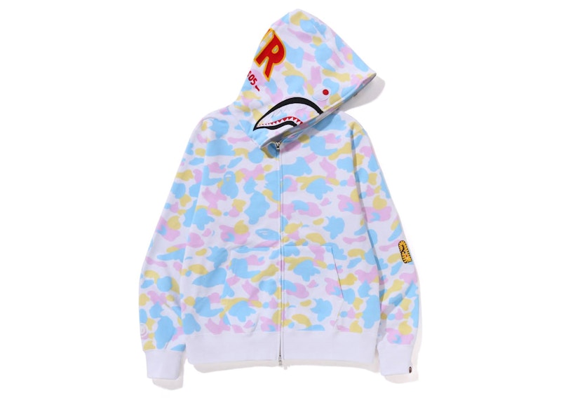 BAPE New Multi Camo 2nd Shark Full Zip Hoodie White