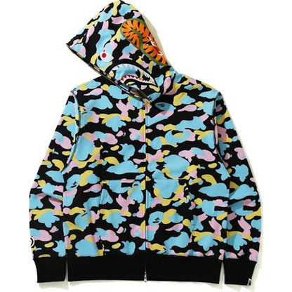 BAPE New Multi Camo Shark Relaxed Full Zip Hoodie Black