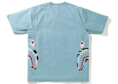 BAPE New Multi Camo Side Shark Relaxed Tee Blue