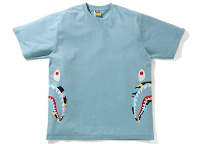 BAPE New Multi Camo Side Shark Relaxed Tee Blue