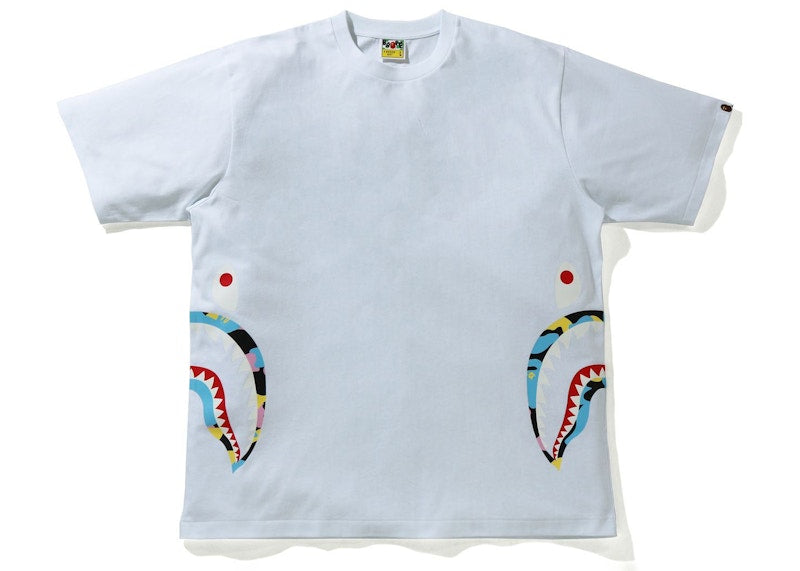BAPE New Multi Camo Side Shark Relaxed Tee White