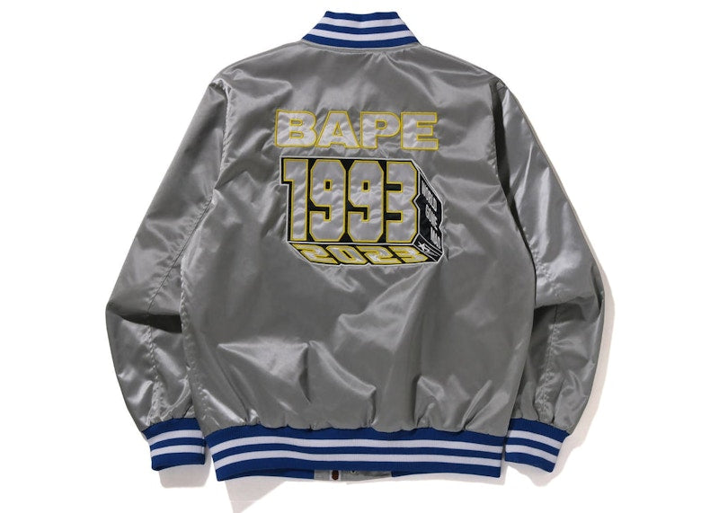 BAPE Nylon Varsity Jacket Silver