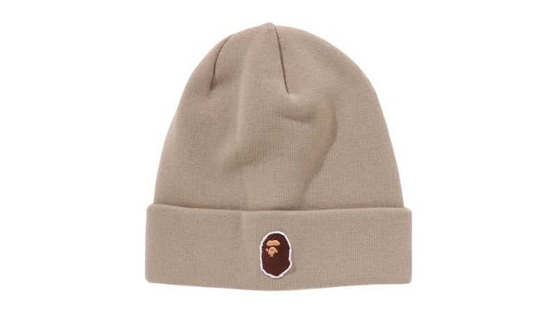 BAPE One Point Ape Head Knit Beanie Beanie Beige