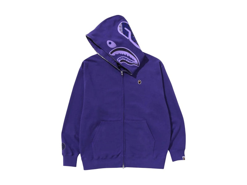 BAPE One Point Ape Head Shark Relaxed Fit Full Zip Hoodie Purple