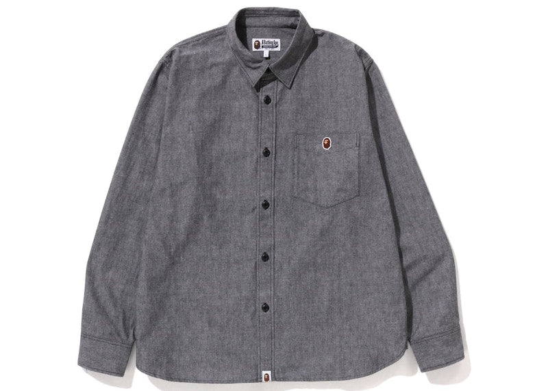 BAPE One Point Relaxed Fit Chambray Shirt Shirt Black