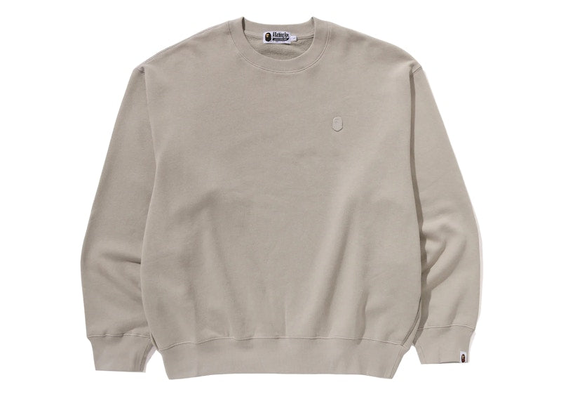 BAPE One Point Relaxed Fit Crewneck Sweatshirt Beige