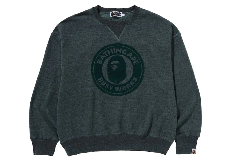 BAPE Over Dye Busy Works Relaxed Fit Crewneck Sweatshirt Green