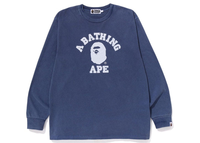 BAPE Overdye College Relaxed Fit L/S Tee Navy