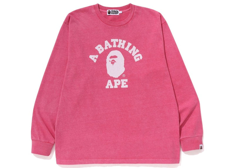 BAPE Overdye College Relaxed Fit L/S Tee Pink