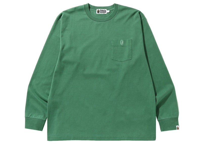 BAPE Overdye One Point Pocket Relaxed Fit L/S Tee Green