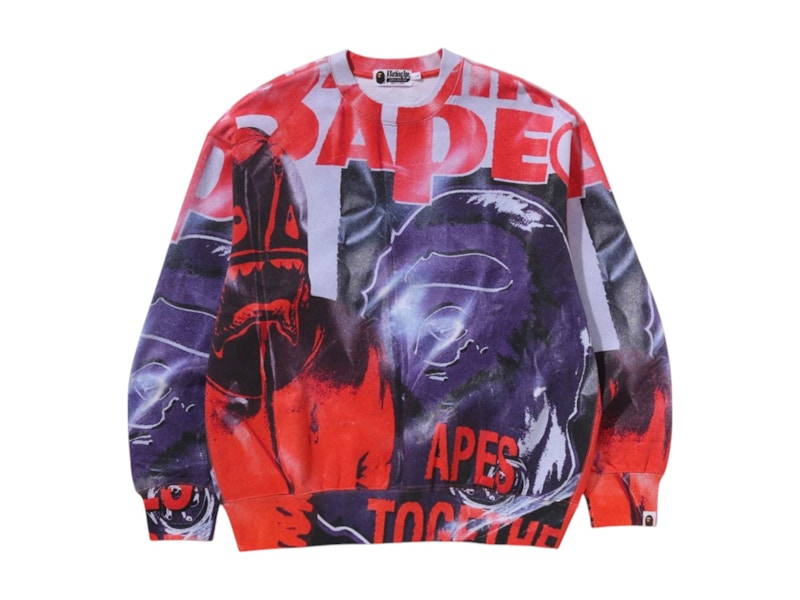 BAPE Overprint Relax Fit Crewneck Sweatshirt Multi