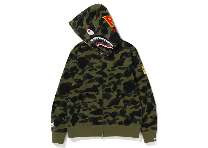 BAPE PONR 1st Camo Shark Full Zip Hoodie Green