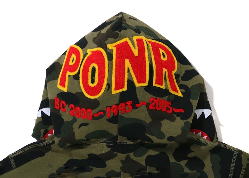 BAPE PONR 1st Camo Shark Full Zip Hoodie Green