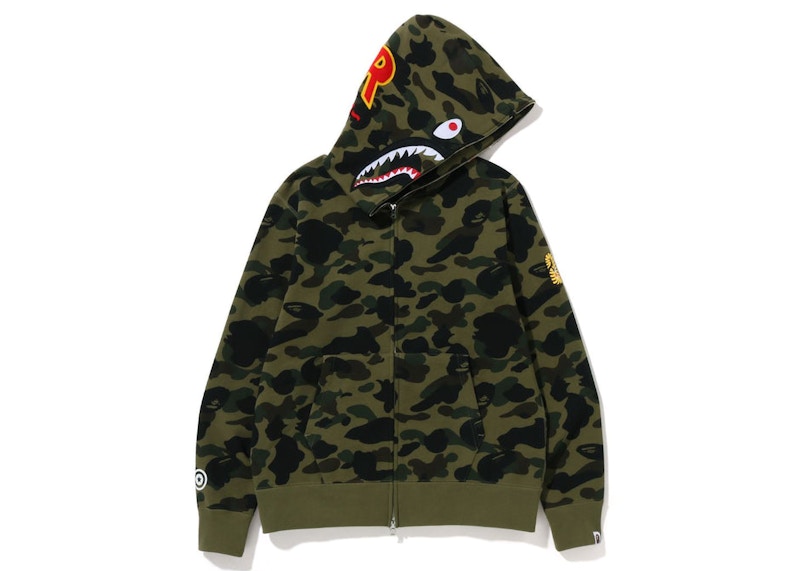 BAPE PONR 1st Camo Shark Full Zip Hoodie Green