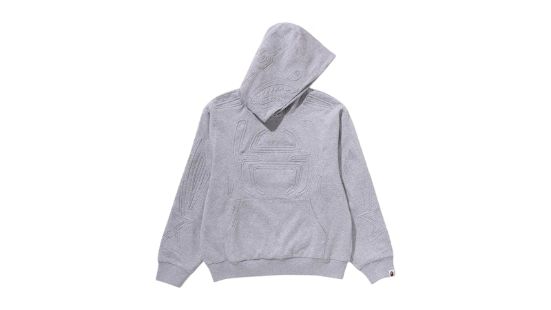 BAPE Padded Shark Cropped Fit Pullover Hoodie Gray