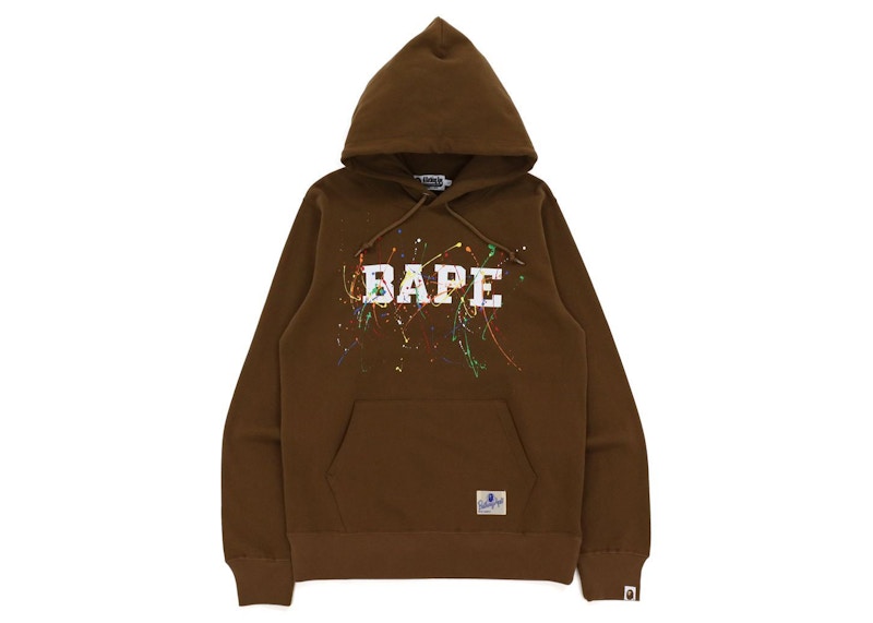 BAPE Paint Splatter Pullover Hoodie Brown