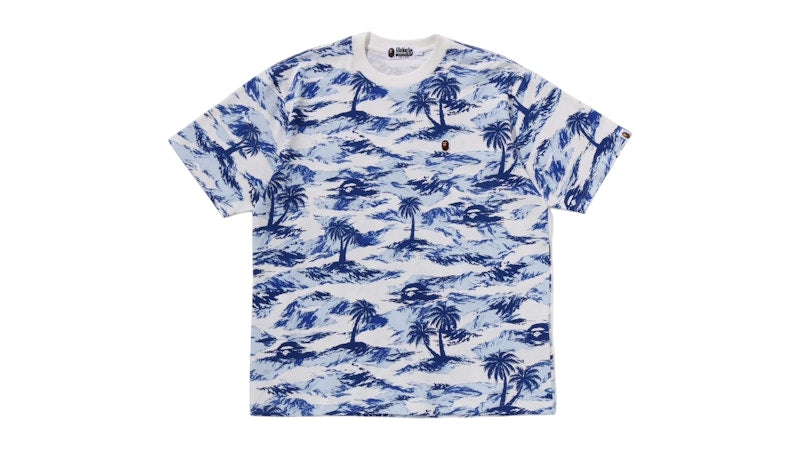 BAPE Palm Tree Camo One Point Relaxed Fit Tee Blue