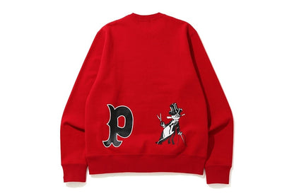 BAPE Panda Wide Crewneck Red