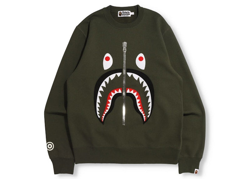 BAPE Patched Shark Crewneck Olivedrab