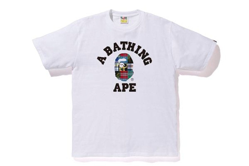 BAPE Patchwork College Patchwork Tee White