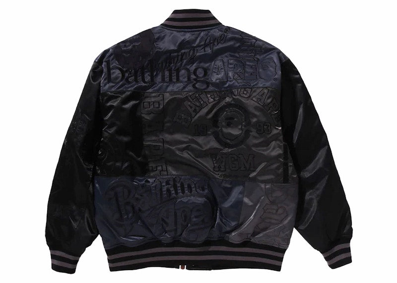 BAPE Patchwork Varsity Jacket Black