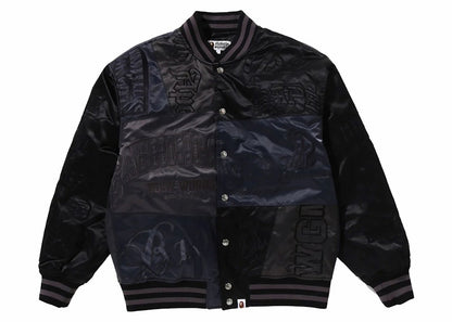 BAPE Patchwork Varsity Jacket Black
