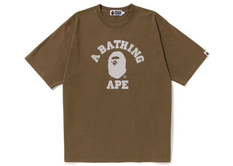 BAPE Pigment Dyed College Relaxed Fit Tee Beige