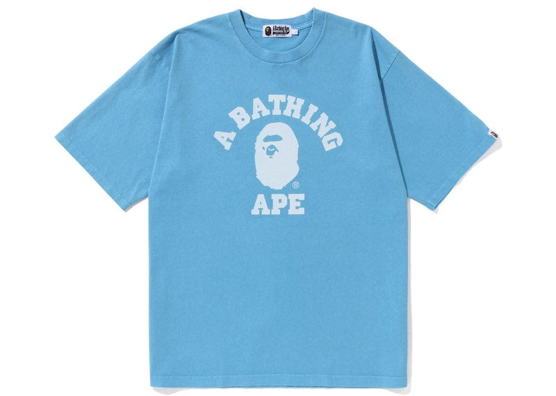 BAPE Pigment Dyed College Relaxed Fit Tee Sax