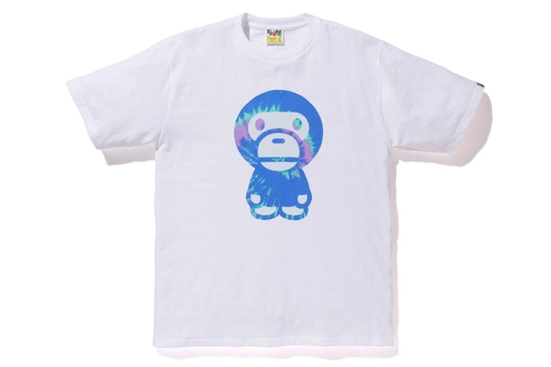 BAPE Pigment Tie Dye Big Baby Milo Tee White/Blue