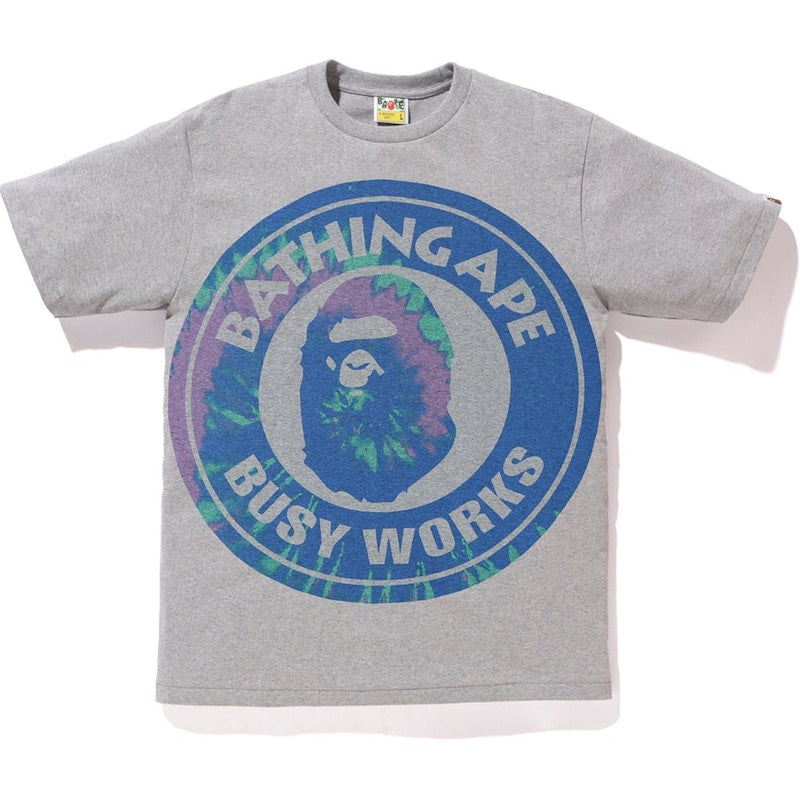 BAPE Pigment Tie Dye Big Busy Works Tee Grey/Blue