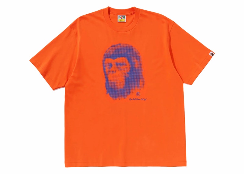 BAPE Pixel Comic Ape Head Relaxed Fit Tee Orange