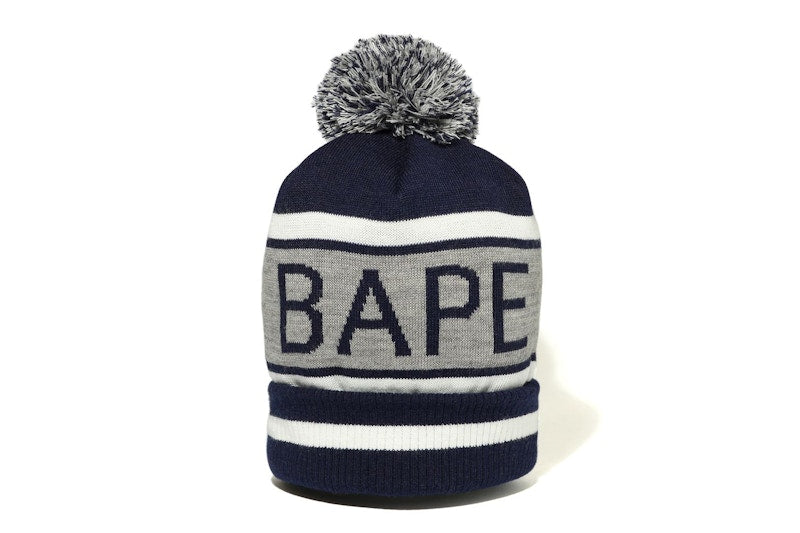 BAPE Pom Pom Knit Cap Navy