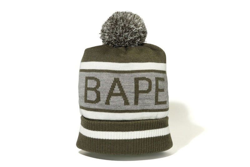 BAPE Pom Pom Knit Cap Olive