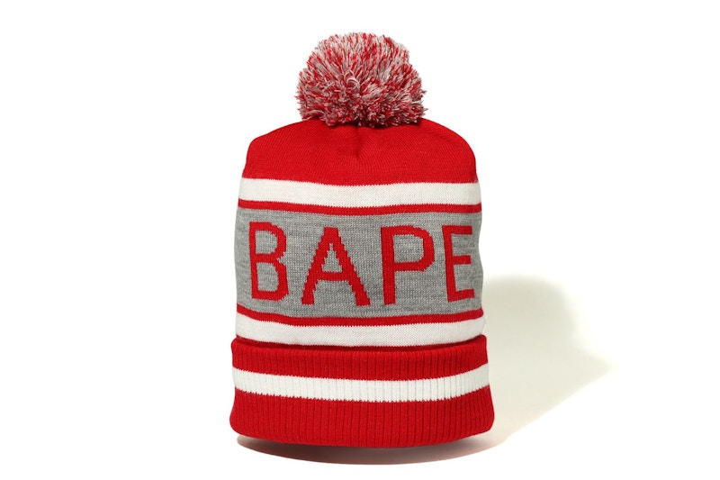 BAPE Pom Pom Knit Cap Red