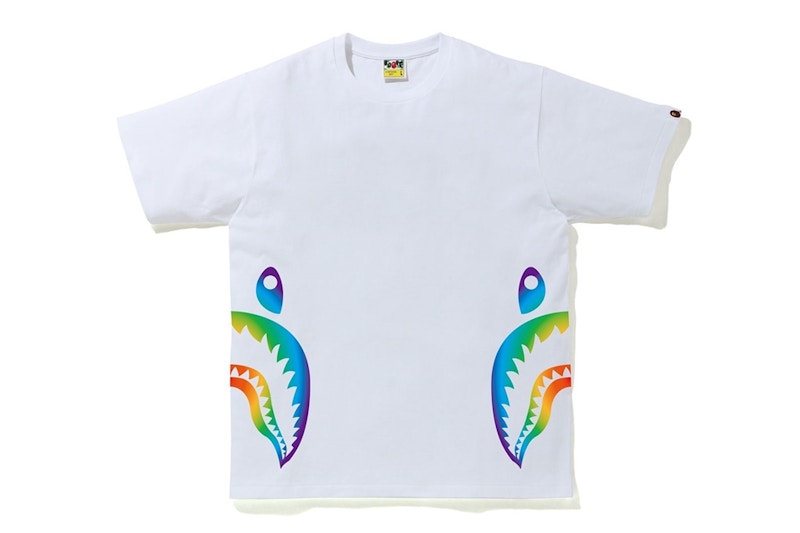 BAPE Rainbow Side Shark Tee White