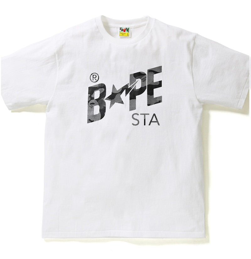 BAPE Reflection Camo Bapesta Tee White/Silver