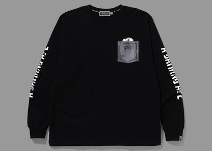 BAPE Reflective Solid Camo Ape Head Relaxed Fit Pocket L/S Tee Black