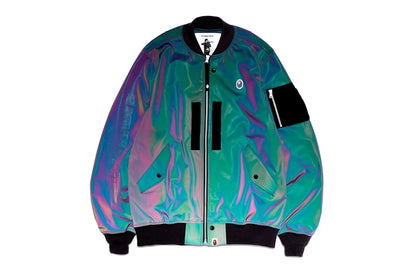 BAPE Reflector Light Weight Bomber Jacket Green