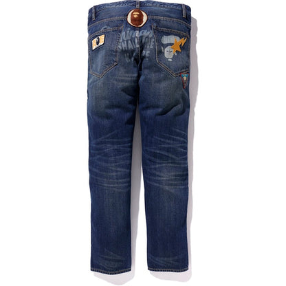 BAPE Slim Fit Crazy Patch Jeans Indigo