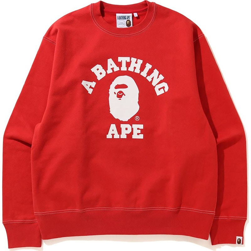 BAPE Relaxed Classic College Crewneck (SS20) Red