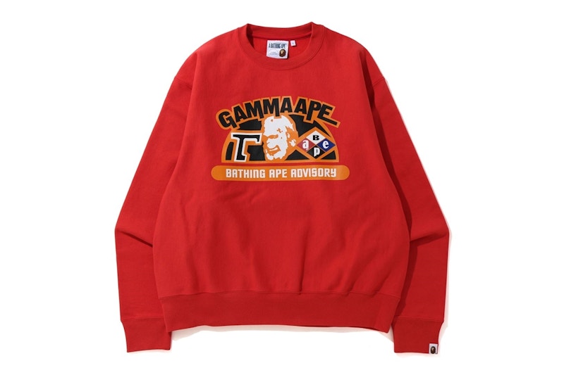 BAPE Relaxed Classic Gamma Ape Crewneck Red
