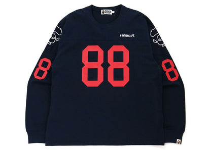 BAPE Relaxed Fit Football L/S Tee Navy